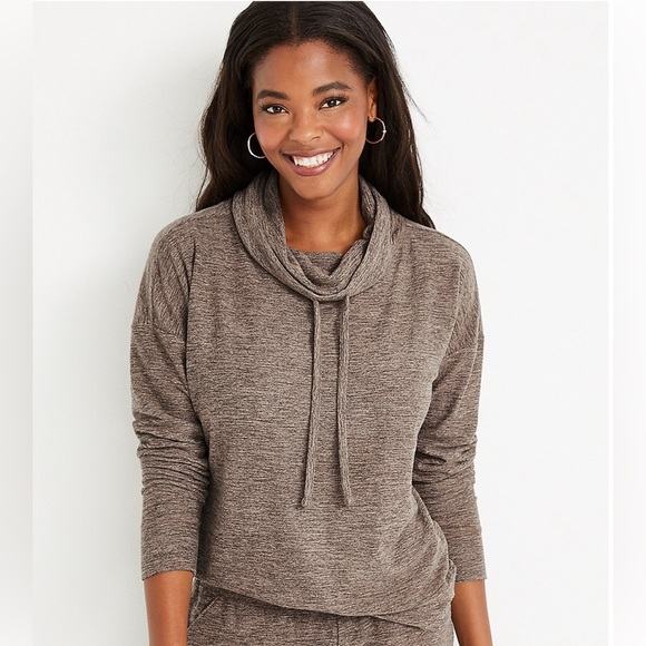 🤎 GUC Maurices Lakeside Cozy Heather Brown Knit Cowl Neck Sweater in Med… - Picture 2 of 7
